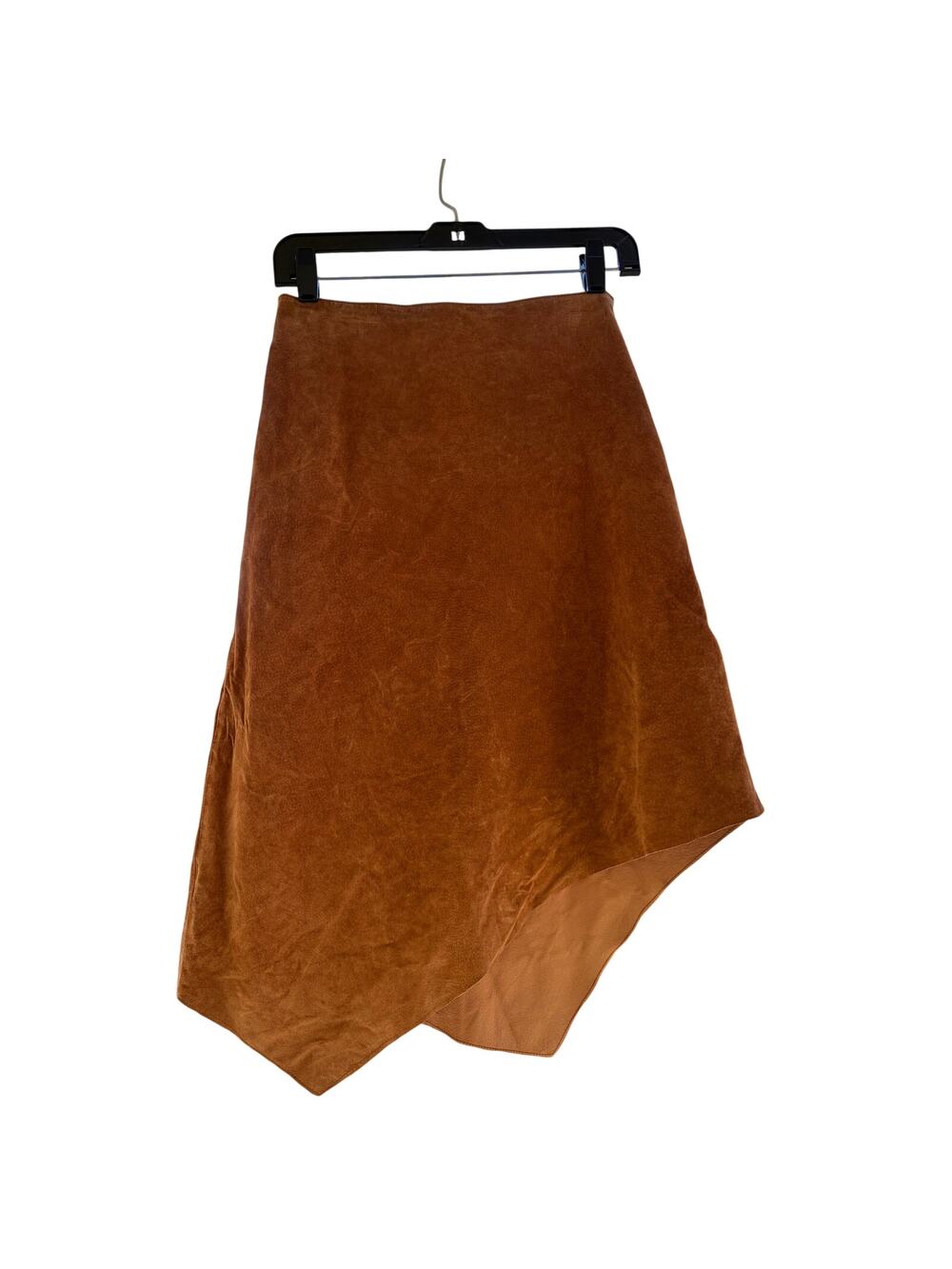 Vintage Karl Unger Rust Brown Asymmetric Suede Leather Skirt  Sz 26